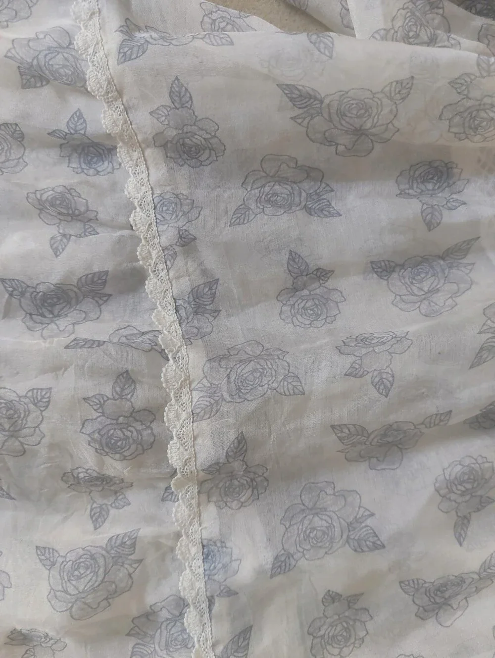 4 Love and Liberty by Johnny Was blue and white sheer peasant top size S